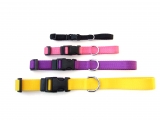 Pet Dog Adjustable Nylon Collar with Quick-released buckle in 7 Solid Colors and 4 sizes. Accepted Customized Design Logo 