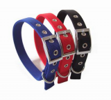 Dog Nylon Collar with Alloy buckle in 4 Solid Colors and 3 sizes. Accepted Customized Logo。